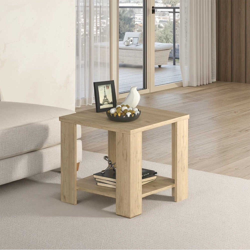 Masuta Cafea Laterala Adore New Line, Maro - Natur - Stejar, 50x48x50 cm - Stejar