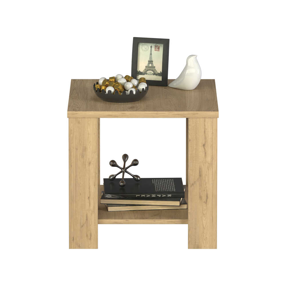 Masuta Cafea Laterala Adore New Line, Maro - Natur - Stejar, 50x48x50 cm - Stejar