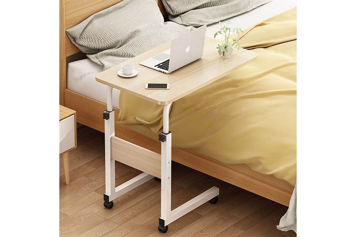 Masuta Cafea Laterala MDF, C shape, Natural - Nuc, 60x85x40 cm - Natural