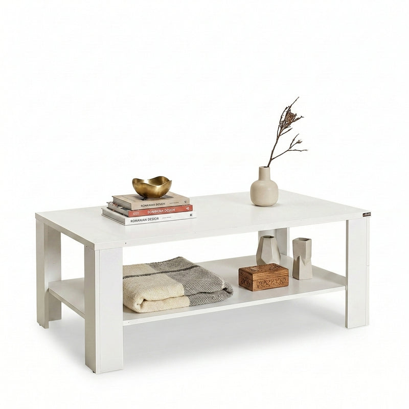 Masuta Cafea Rectangular Adore Living, Alb, 110 x 42 x 65 Cm