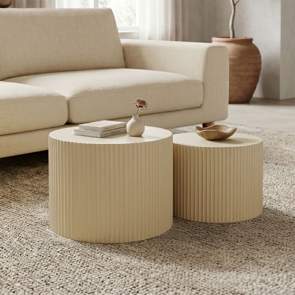 Masuta de cafea 2 pieces coffee tables, Crem