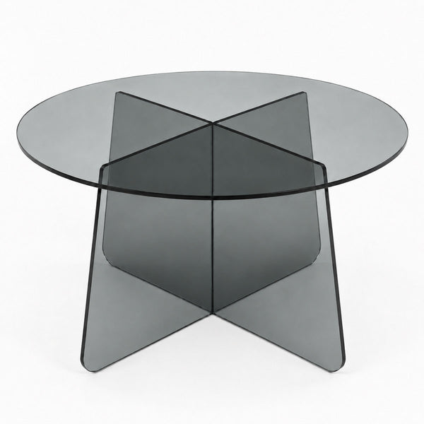 Masuta de cafea Cleary, sticla, Antracit, D70x45 cm