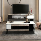 Masuta de Cafea Concord - White, Black, Alb, 120x42x60 cm