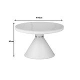 Masuta de cafea Coozlin metal marmura, alba, D70x40 cm