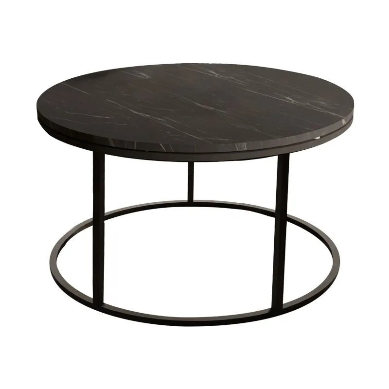 Măsuță de cafea cu aspect de marmură Sikele, metal, negru, 60x40 cm
