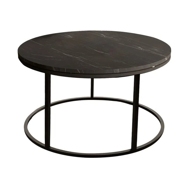 Măsuță de cafea cu aspect de marmură Sikele, metal, negru, 60x40 cm