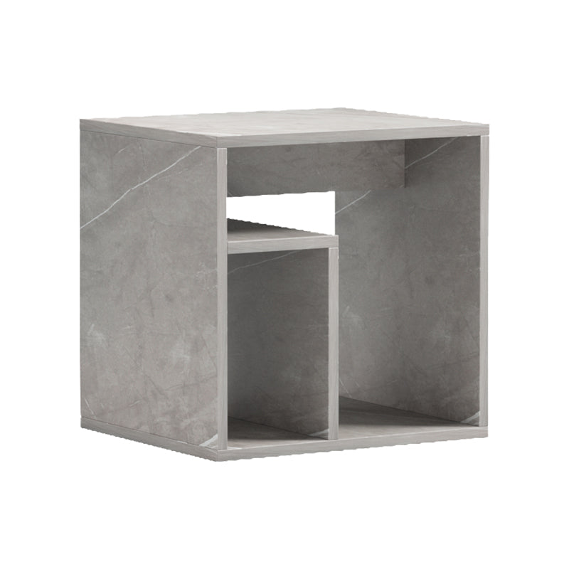 Măsuță de cafea cu aspect marmură, Stil Modern, Material Lemn/Metal, Gri - Bej, 40x35x40 cm