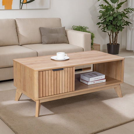 Masuta de cafea, cu aspect Natural Hamea, 110x55x45 cm