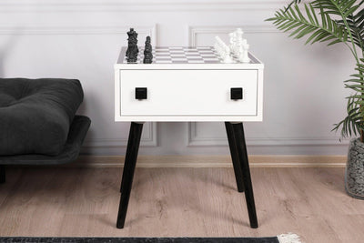 Masuta de cafea cu Design de Masa Sah , White, Alb, 50 x 60 x 50 cm