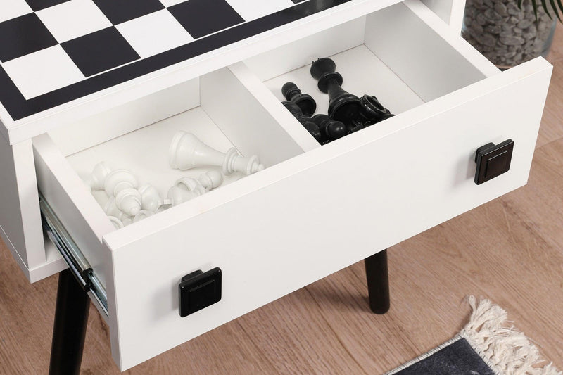 Masuta de cafea cu Design de Masa Sah , White, Alb, 50 x 60 x 50 cm