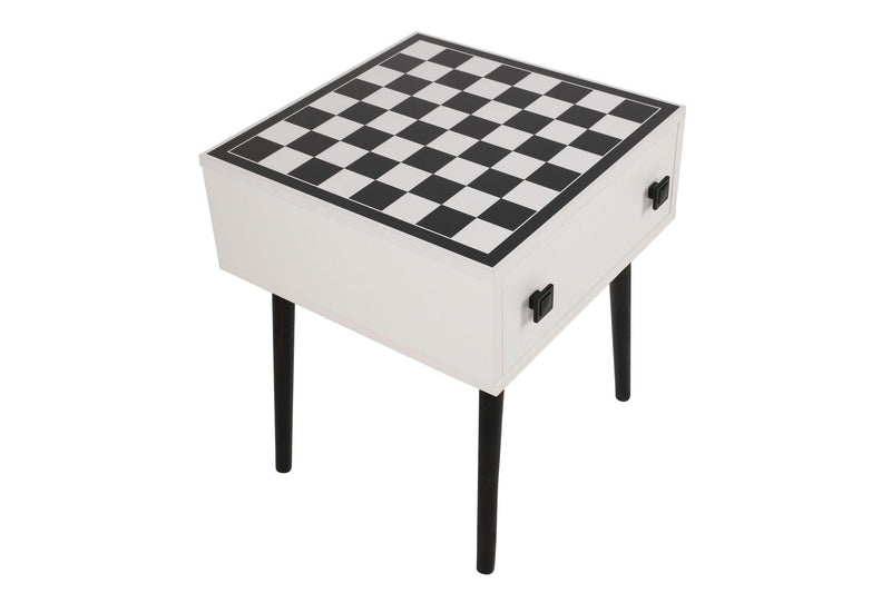 Masuta de cafea cu Design de Masa Sah , White, Alb, 50 x 60 x 50 cm