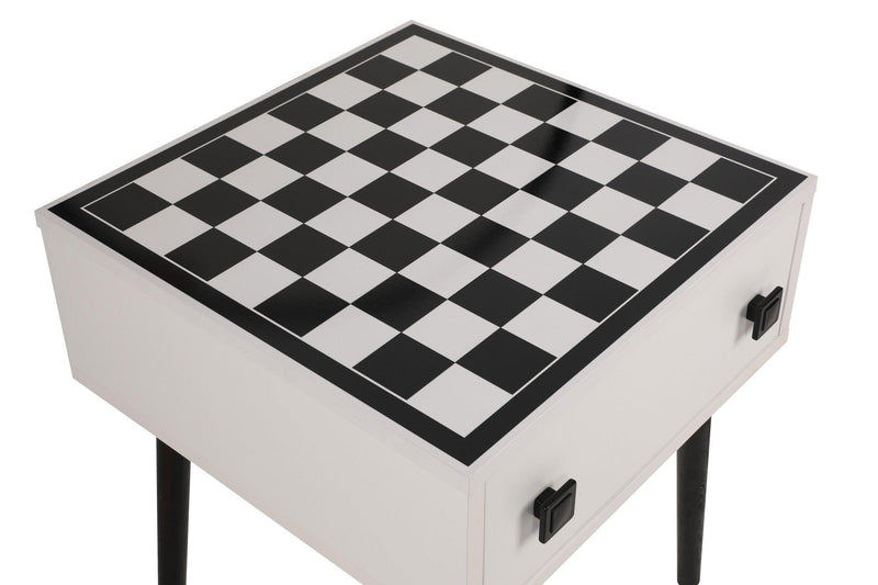 Masuta de cafea cu Design de Masa Sah , White, Alb, 50 x 60 x 50 cm