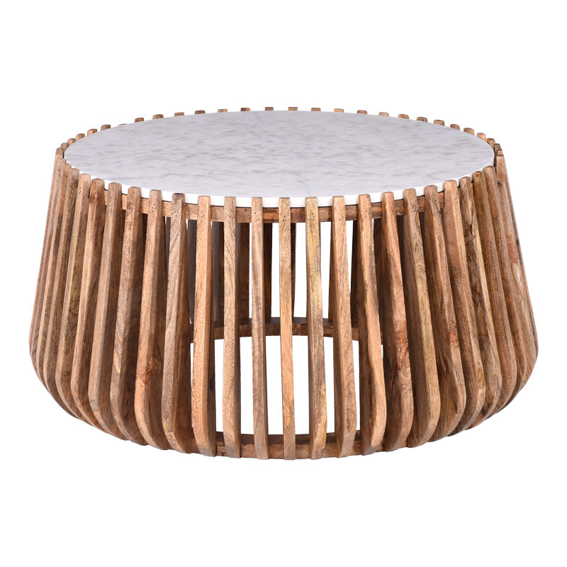 Masuta de cafea din lemn de mango cu aspect de marmura de la Mable, Lemn, Natur, 80x45 cm