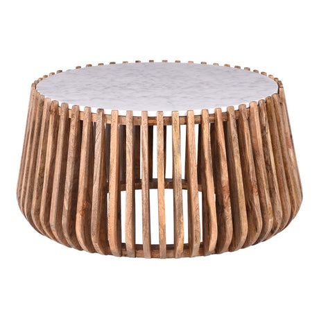 Masuta de cafea din lemn de mango cu aspect de marmura de la Mable, Lemn, Natur, 80x45 cm