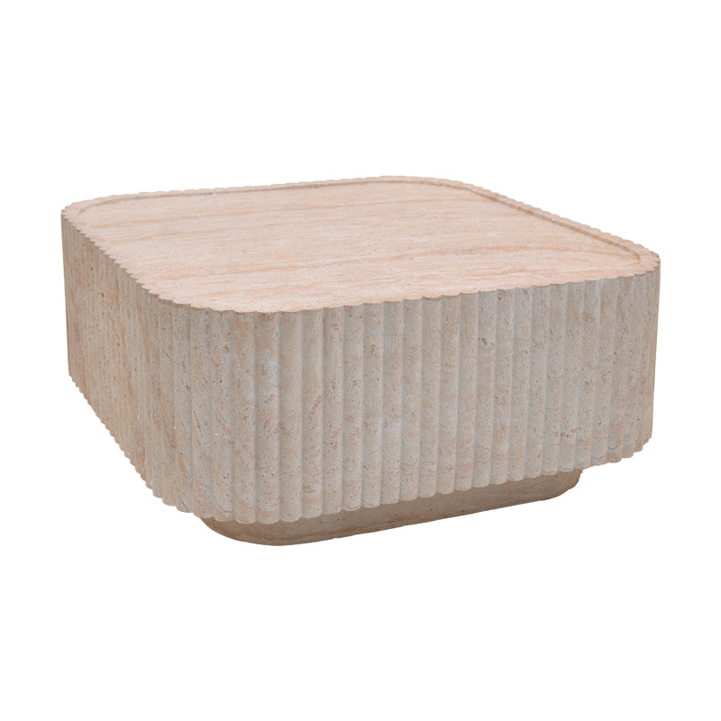 Masuta de cafea Doric, Aspect travertin, Travertin, 80x80x38 cm
