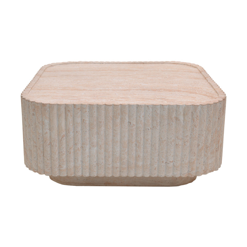 Masuta de cafea Doric, Aspect travertin, Travertin, 80x80x38 cm