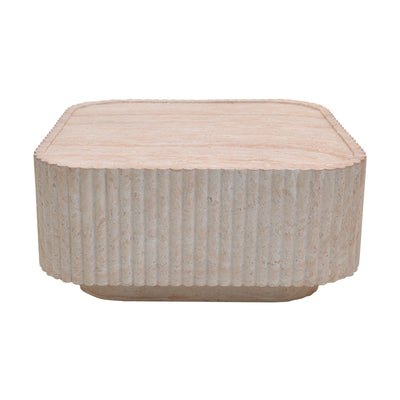 Masuta de cafea Doric, Aspect travertin, Travertin, 80x80x38 cm, detaliu produs