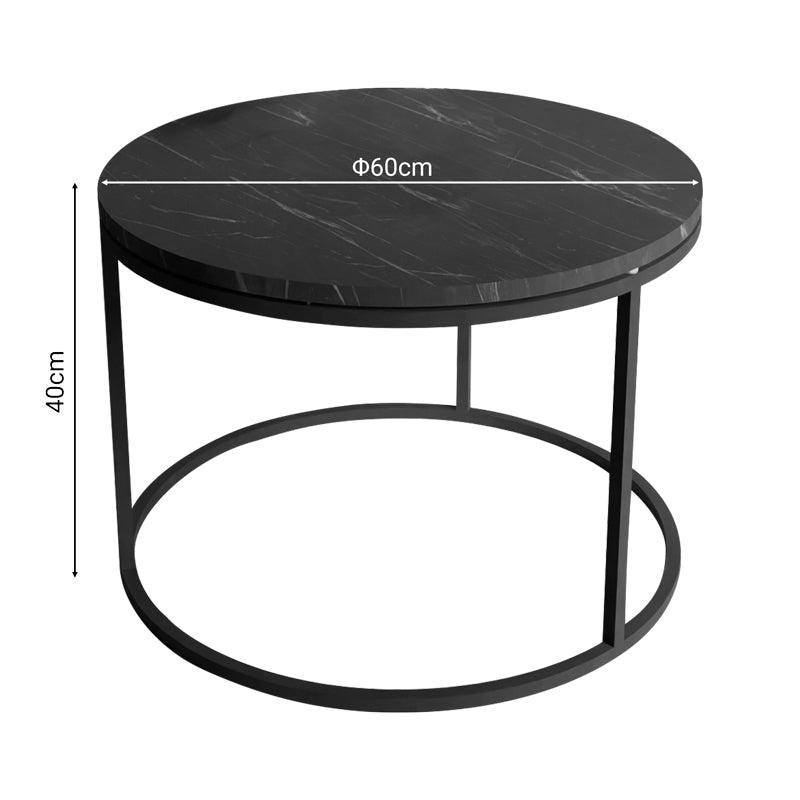 Masuta de cafea Drion  marmura neagra-metal negru D60x40cm - Negru