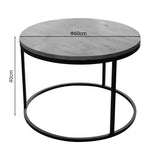 Masuta de cafea Drion  marmura neagra-metal negru D60x40cm - Stejar