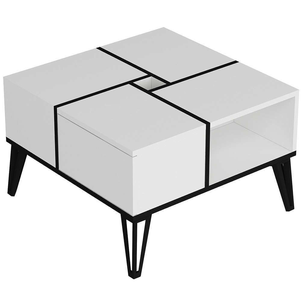 Masuta De Cafea Dursun cu 4 Compartimente, 72x44x72 cm - Alb