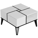 Masuta De Cafea Dursun cu 4 Compartimente, 72x44x72 cm - Alb