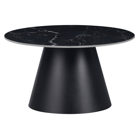 Masuta de cafea Fabrin neagra din piatra sinterizata si metal, negru, 70x70x40 cm