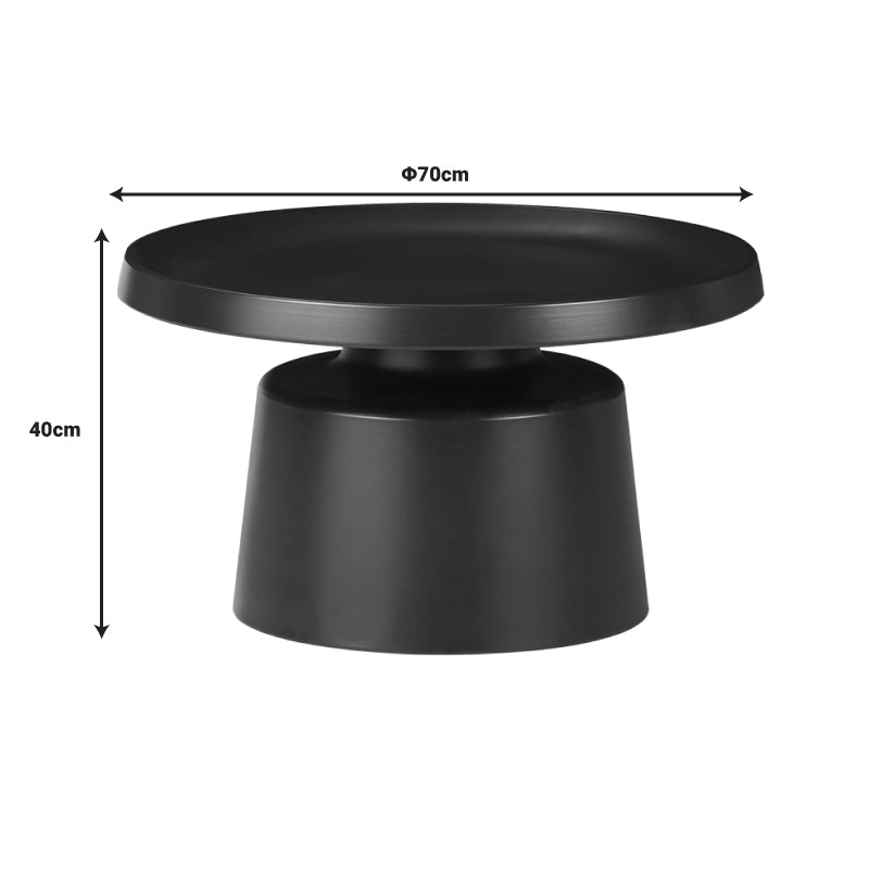 Masuta de cafea Ginoze, Metal, D70x40 cm - Negru