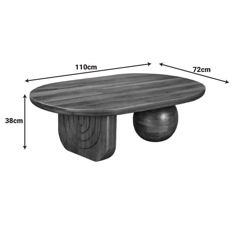Masuta de cafea Kane, Lemn masiv de acacia, 110x72x38 cm - Nuc