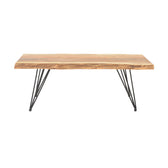 Masuta de cafea lemn masiv acacia de gradina Miles Boho, Natural, 115x69x41 cm, imagine suplimentara