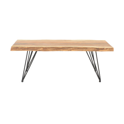 Masuta de cafea lemn masiv acacia de gradina Miles Boho, Natural, 115x69x41 cm, imagine suplimentara