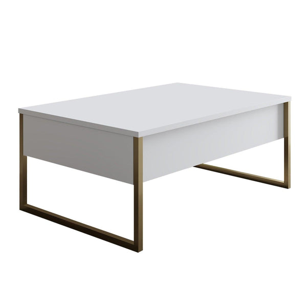 Masuta de cafea Luxe Stand Chic, Aur - Alb, 90x40x60 cm