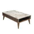 Masuta de cafea Milan - Walnut, White Marble, Nuc, 105x35x60 cm