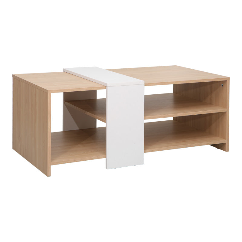 Masuta de cafea multifunctionala Cozeto, Natural-Alb, 100x53x41 cm