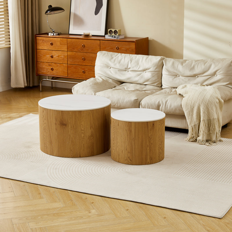 Masuta de cafea Nelba, set 2 piese, 70x70x50 cm - Stejar