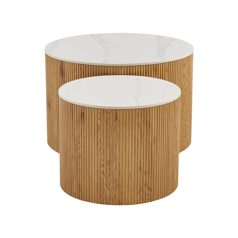 Masuta de cafea Nelba, set 2 piese, 70x70x50 cm - Stejar