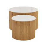 Masuta de cafea Nelba, set 2 piese, 70x70x50 cm - Stejar