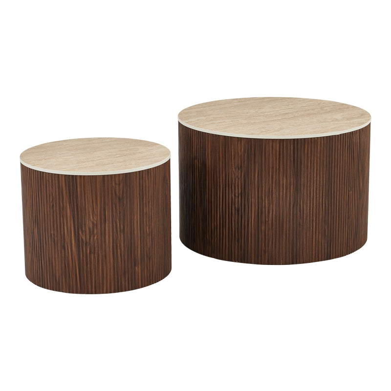 Masuta de cafea Nelba, set 2 piese, 70x70x50 cm - Nuc