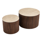 Masuta de cafea Nelba, set 2 piese, 70x70x50 cm - Nuc