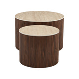 Masuta de cafea Nelba, set 2 piese, 70x70x50 cm - Nuc