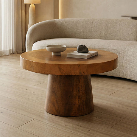 Masuta de cafea Nepal, Lemn masiv de suar, D80x45 cm