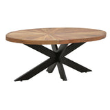 Masuta de cafea ovala Fardy lemn masiv de acacia, nuc - negru, 120x60x45 cm