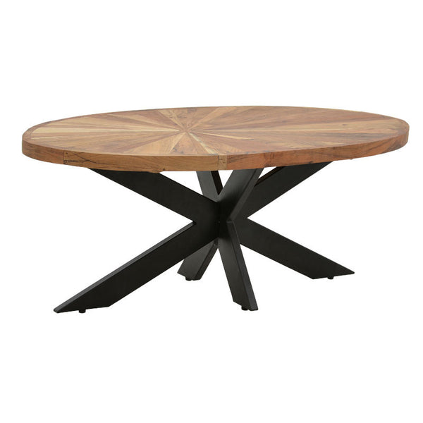 Masuta de cafea ovala Fardy lemn masiv de acacia, nuc - negru, 120x60x45 cm