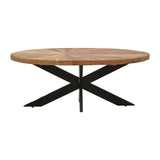Masuta de cafea ovala Fardy lemn masiv de acacia, nuc - negru, 120x60x45 cm