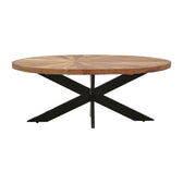 Masuta de cafea ovala Fardy lemn masiv de acacia, nuc - negru, 120x60x45 cm, detaliu produs