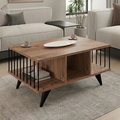 Masuta de cafea Pena, Sonoma-Negru, 90x60x39.5 cm, imagine ambient