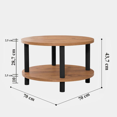 Masuta de cafea Roby - Black, Negru, 70 x 44 x 70 cm