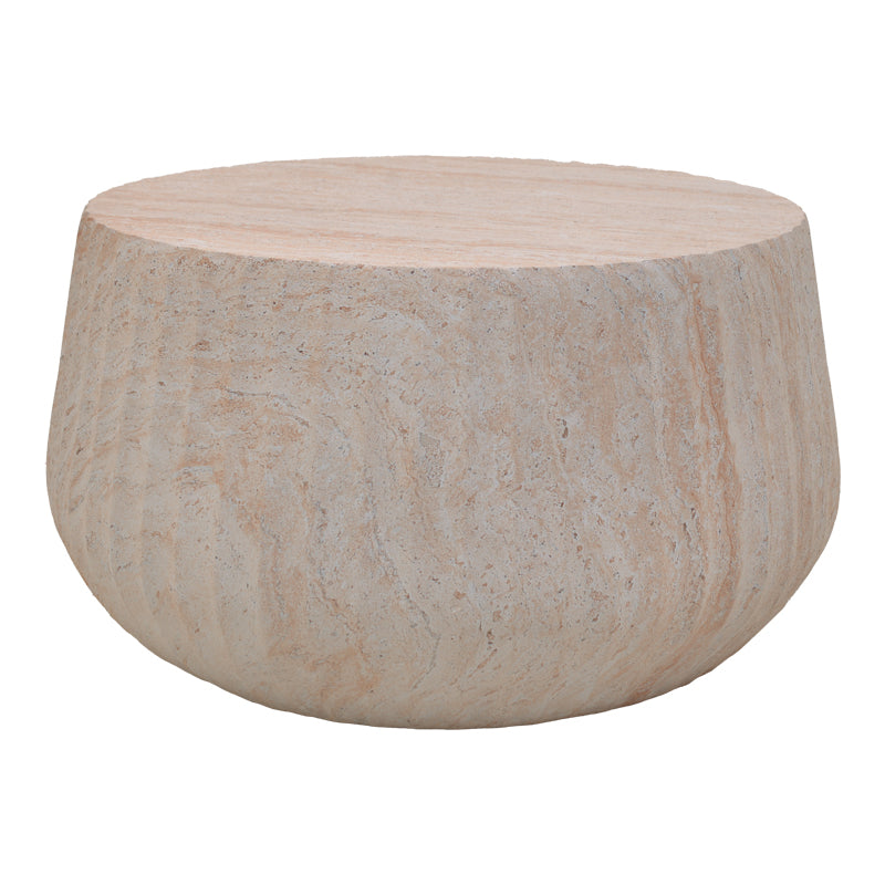 Masuta de cafea Rongo, Aspect travertin, Travertin, D80x41 cm