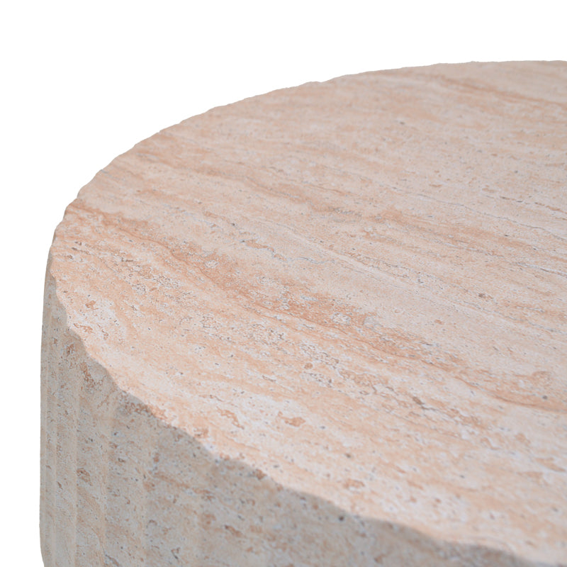 Masuta de cafea Rongo, Aspect travertin, Travertin, D80x41 cm