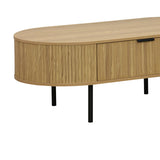 Masuta de cafea Scandi MDF culoare lemn Natural cu picioare metalice, 118x60x44 cm