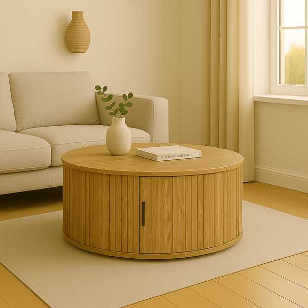 Masuta de cafea Scandi MDF culoare lemn, Natural, D80x36 cm
